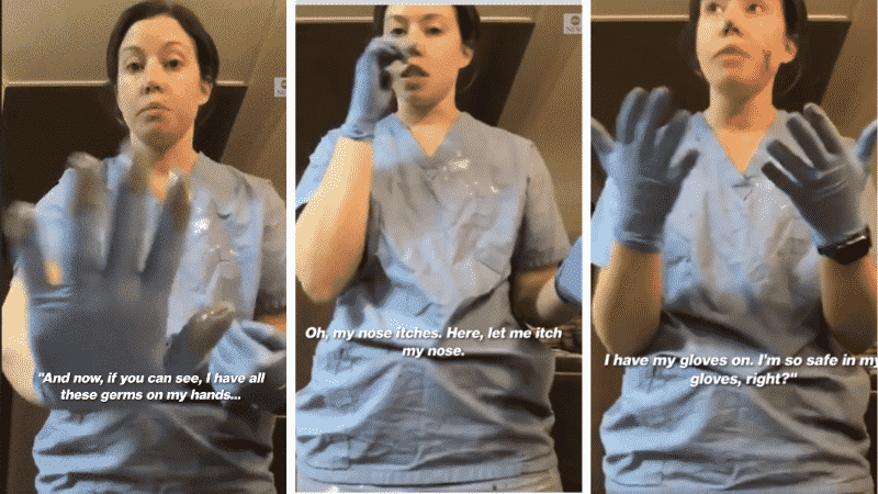 Nurse Paints How Easy Bacteria Can Spread in Grocery Shopping Demonstration