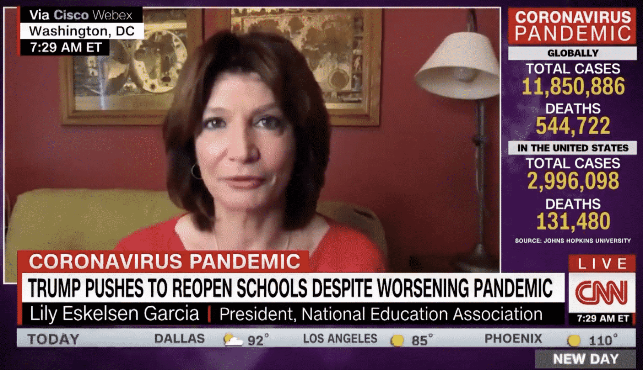 President of Teachers Union Calls on Trump to Sit in a Classroom and ‘Breathe That Air’ Amid Pandemic