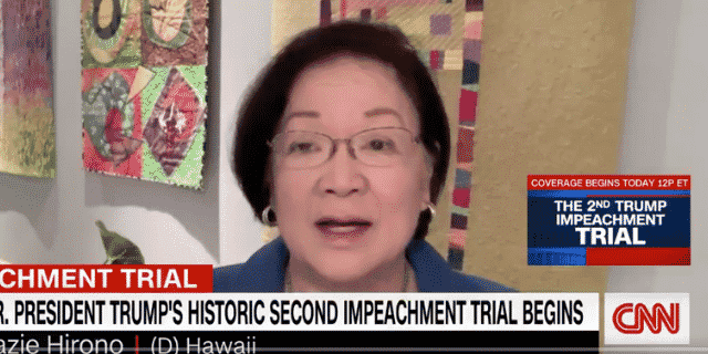 Sen. Mazie Hirono Predicts GOP Senators Will Not Convict Trump Out of ‘Fear’