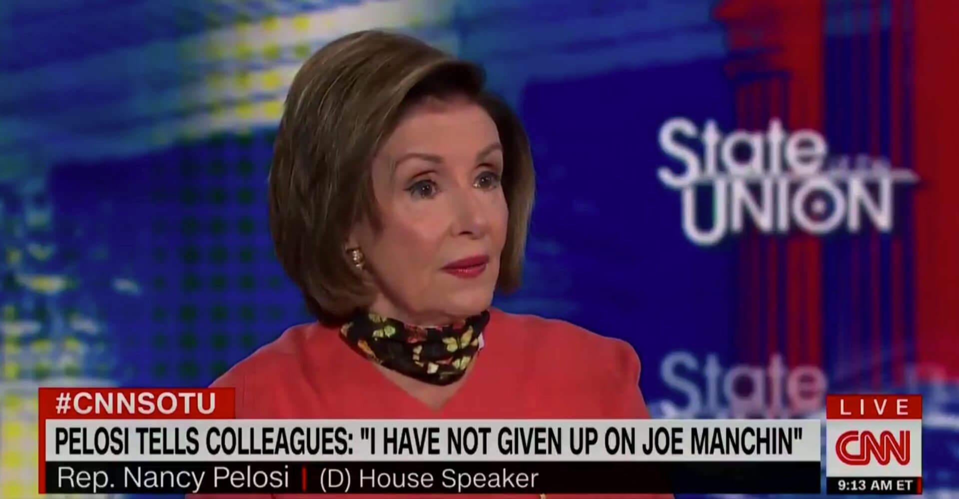 Pelosi Is ‘Not Giving Up’ Hope That Manchin Will Vote for Dems’ Election Reform Bill
