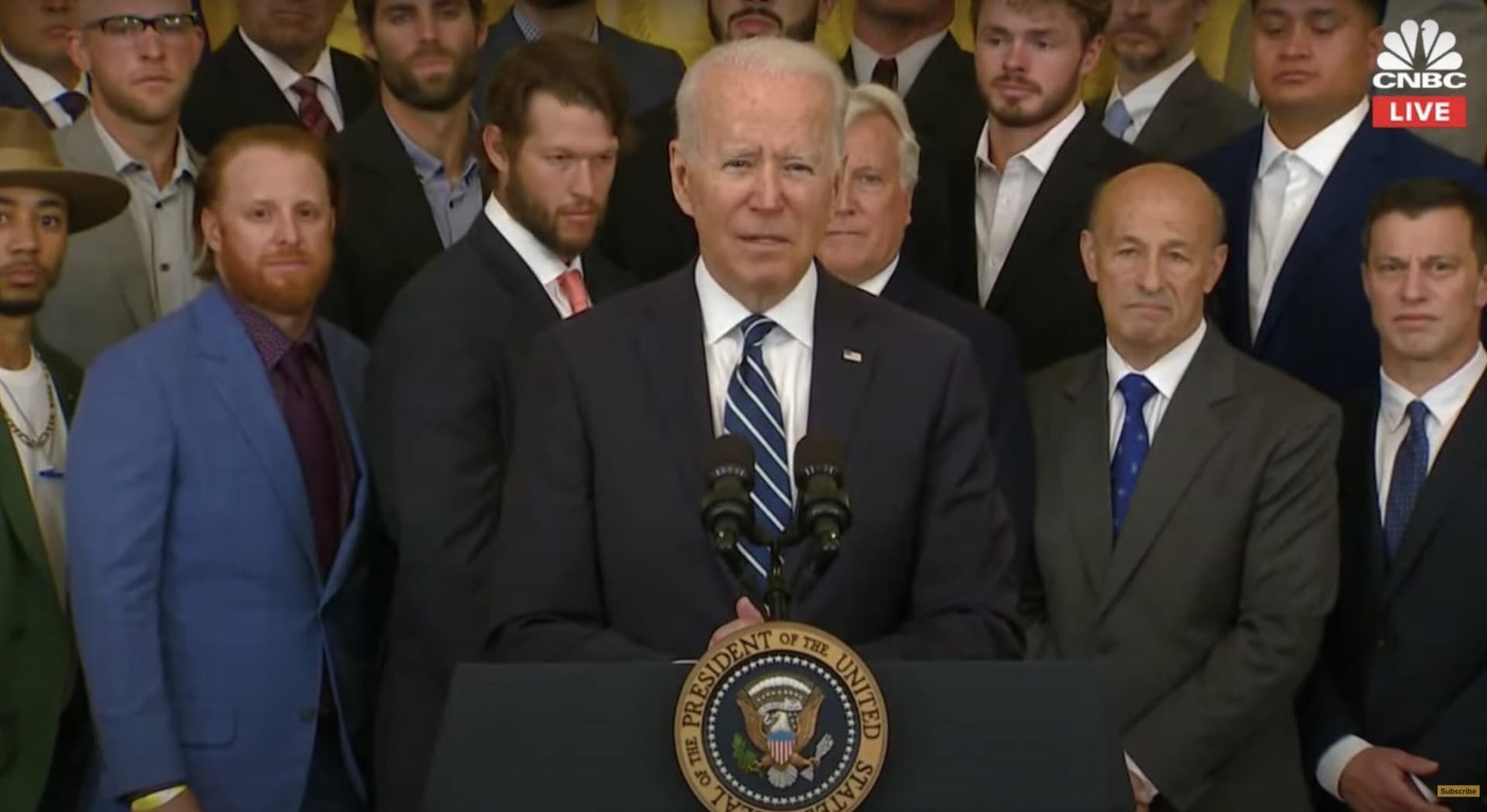 Biden Reflects on Difficult Year During Dodgers’ Visit: ‘We Need Sports More Than We Ever Realized’