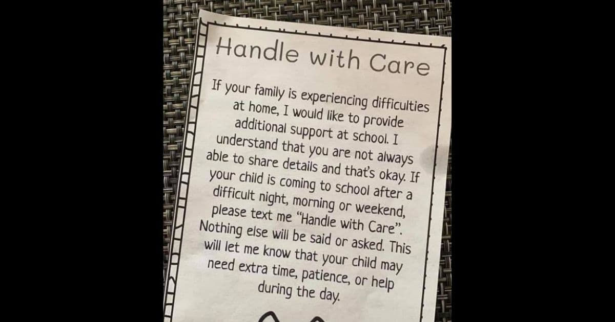 Teacher's Viral 'Handle with Care' Note to Parents Offers Students 'The Grace We All Want' in Difficult Times