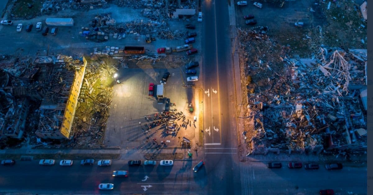 Congregations from Destroyed Kentucky Churches Meet at Lot That Used to Separate Them, Give Thanks to God