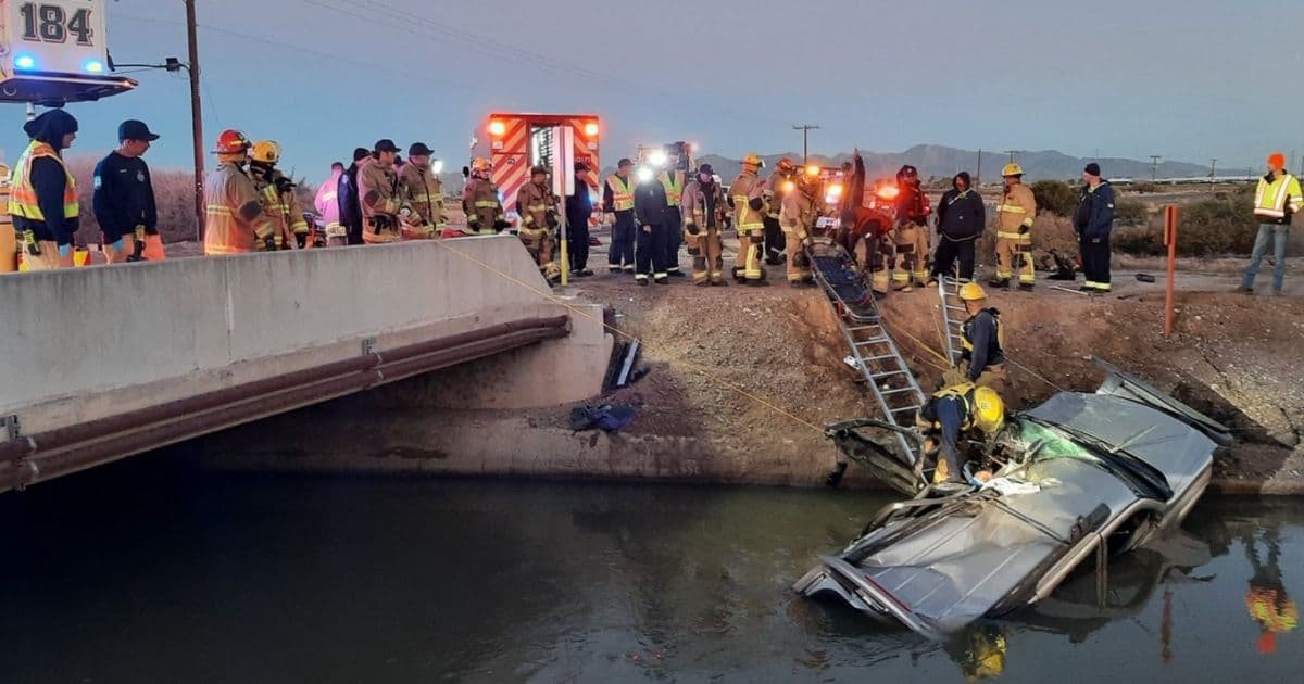 Arizona Firefighters Scramble After Car Plunges Into Canal