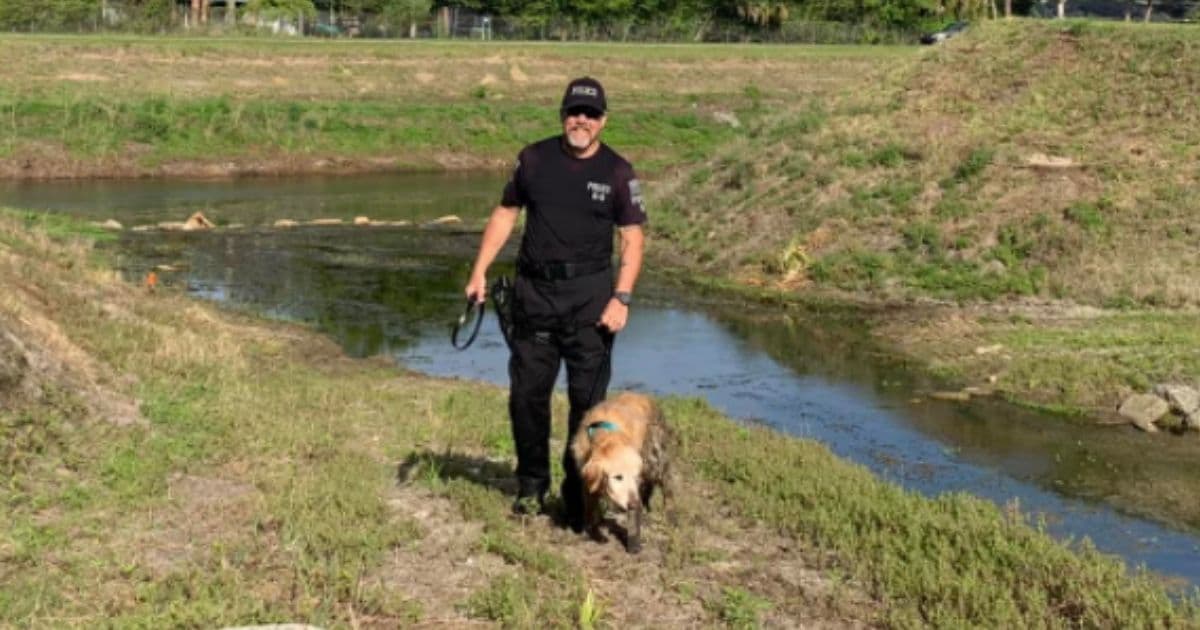 Video: Officer Rescues Elderly, Exhausted Dog Stuck in Mud Along Florida Canal