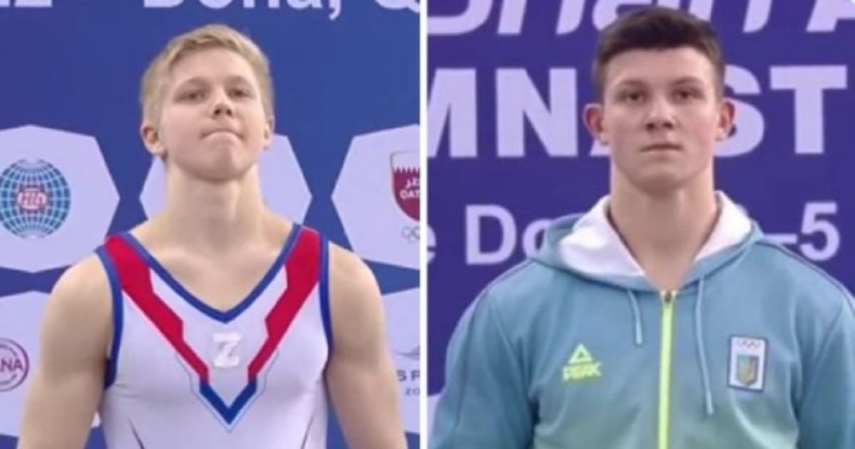 Russian Gymnast Displays Apparent Pro-War Symbol During Ceremony with Ukrainian Competitor