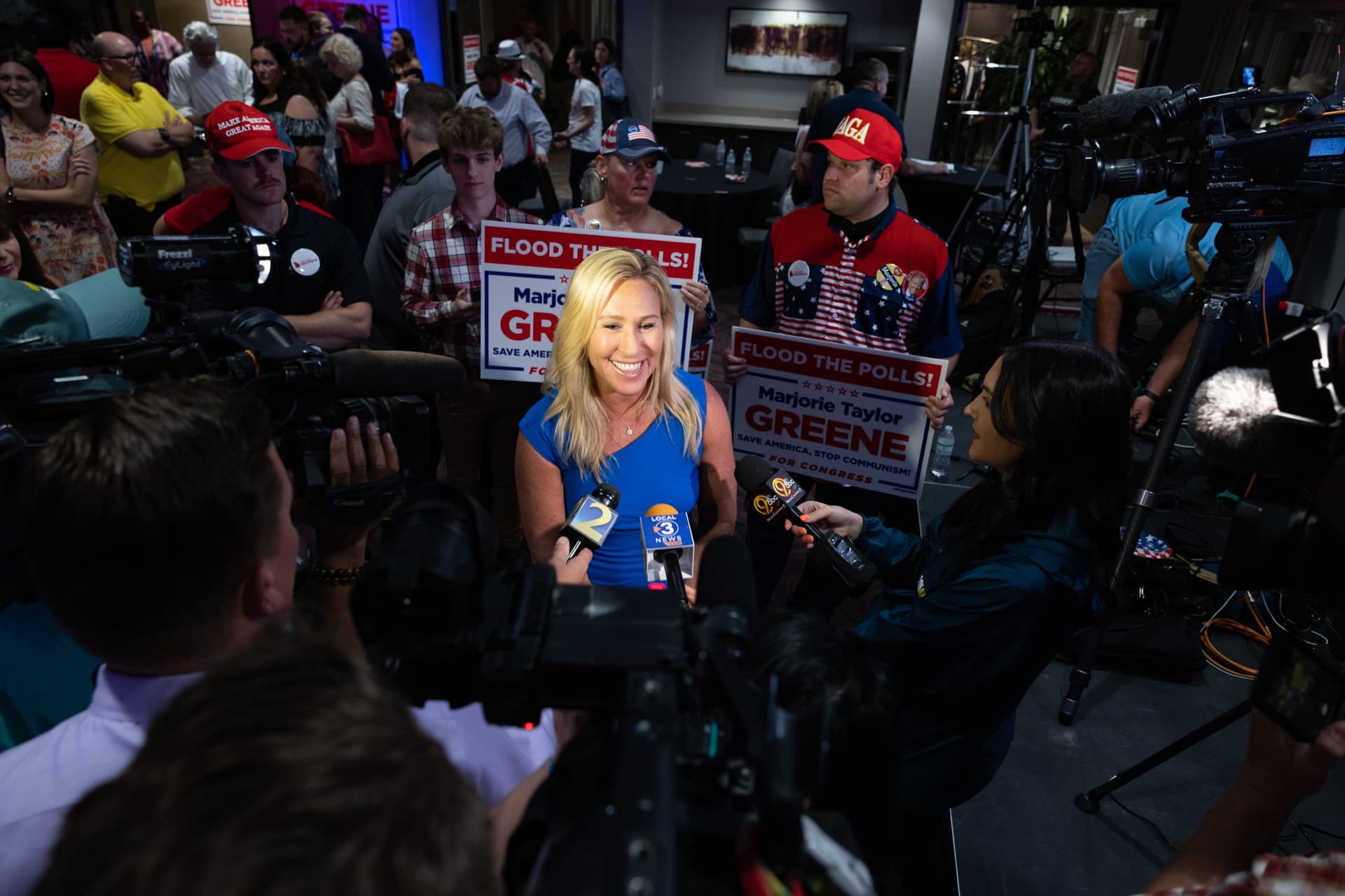 Greene Says GOP Primary Win Is ‘A Message to the Bloodsucking Establishment’
