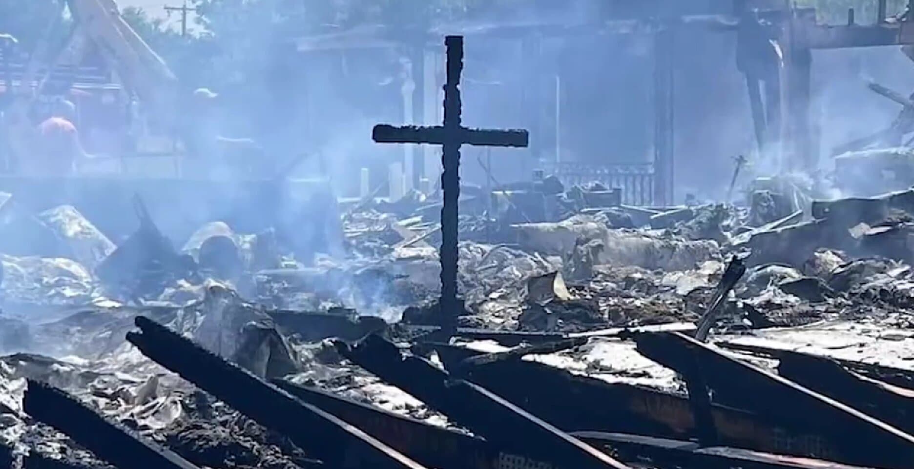 Cross Remains Standing After Fire Tears Through Texas Church