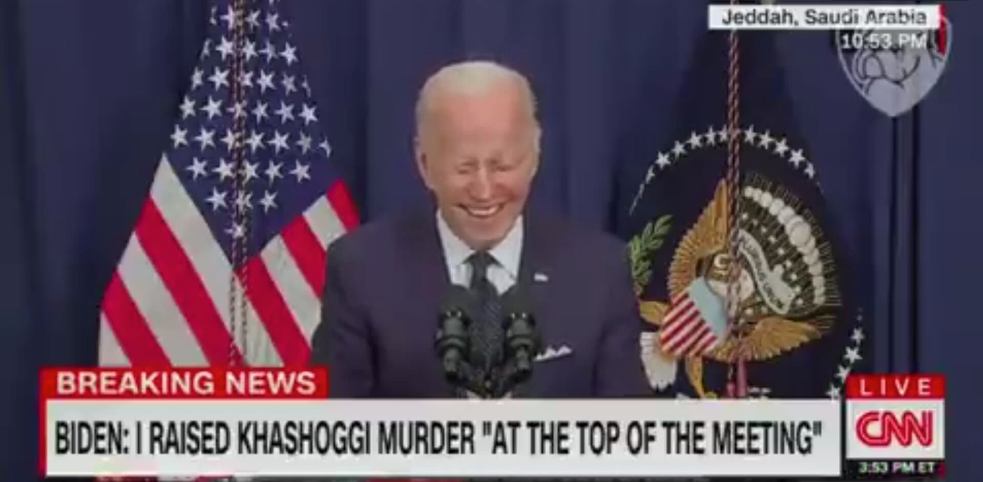 Watch: Biden Laughs When Asked About Criticism of His Fist Bump With Saudi Crown Prince