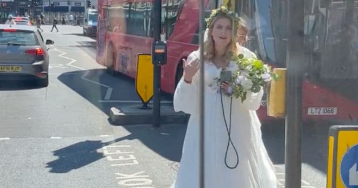 Watch as Driver Gallantly Saves Stranded Bride's Wedding Day After She Flags Him Down from Side of Road