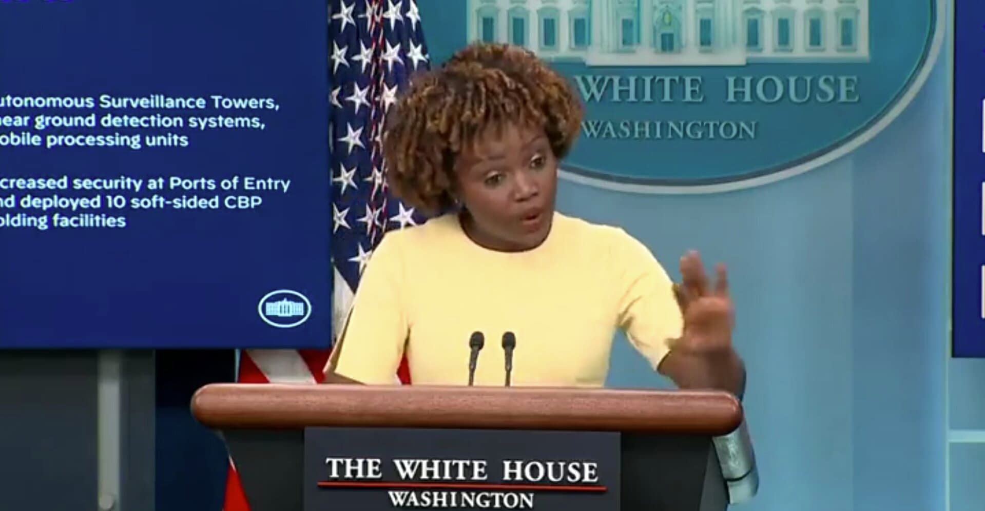 Karine Jean-Pierre Claims ‘Anyone Who Suggests’ the Border Is Open Is ‘Doing the Work’ of Smugglers