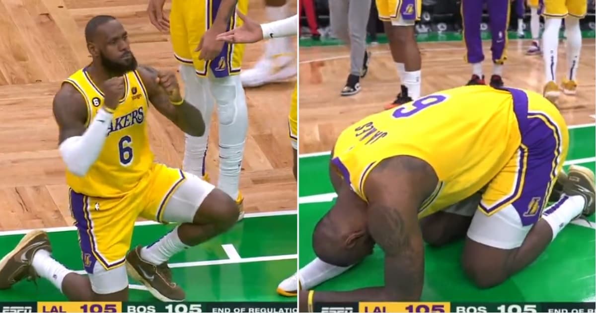 LeBron James Falls to the Floor After Ref Doesn’t Rule His Way, Has Midcourt Meltdown in Front of Thousands
