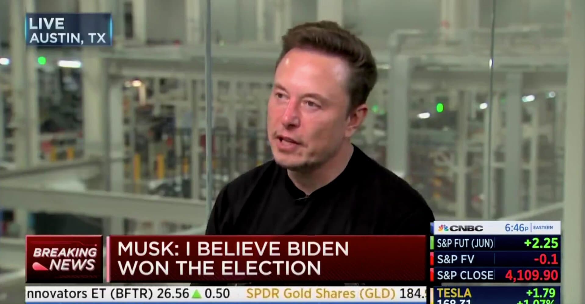 Watch: Reporter Asks Musk if He Regrets Voting for Biden