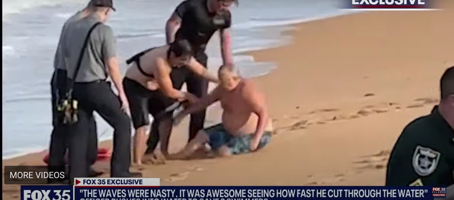Police Officer Dramatically Rescues 2 Swimmers in Florida