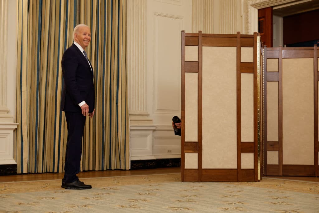 Watch: Biden Smiles When Asked About Trump Labeling Himself a Political Prisoner