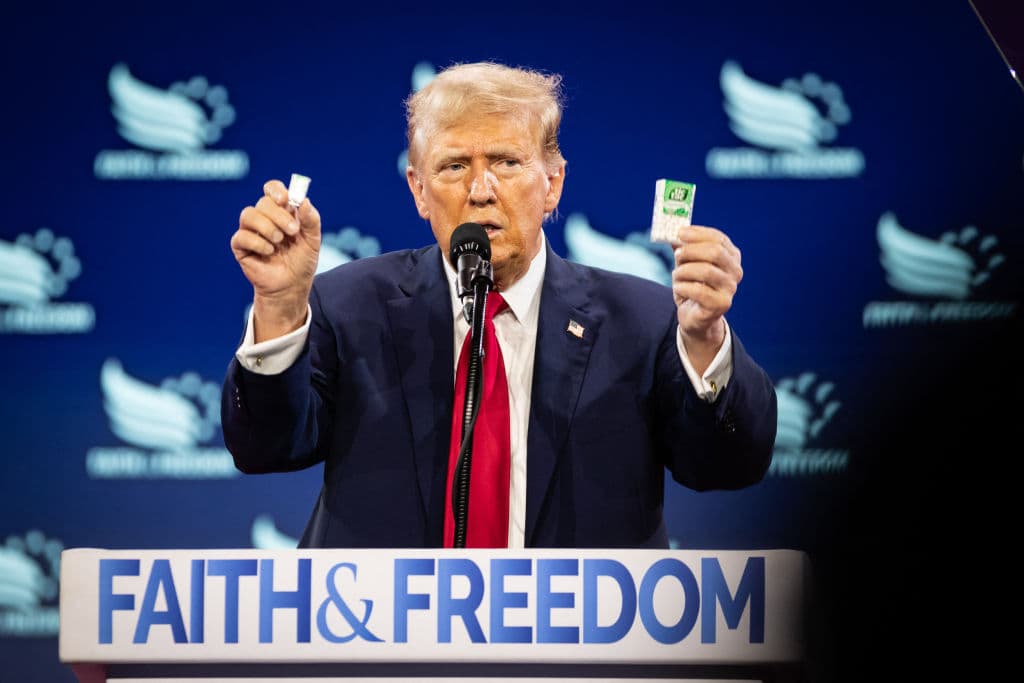 Trump Holds Up Mini Tic Tac Box – Claims It Is Due to Inflation