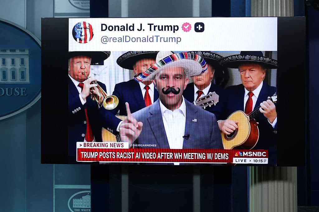 AI Video Shows Trump Tossing ‘Trump 2028’ hat at Jeffries