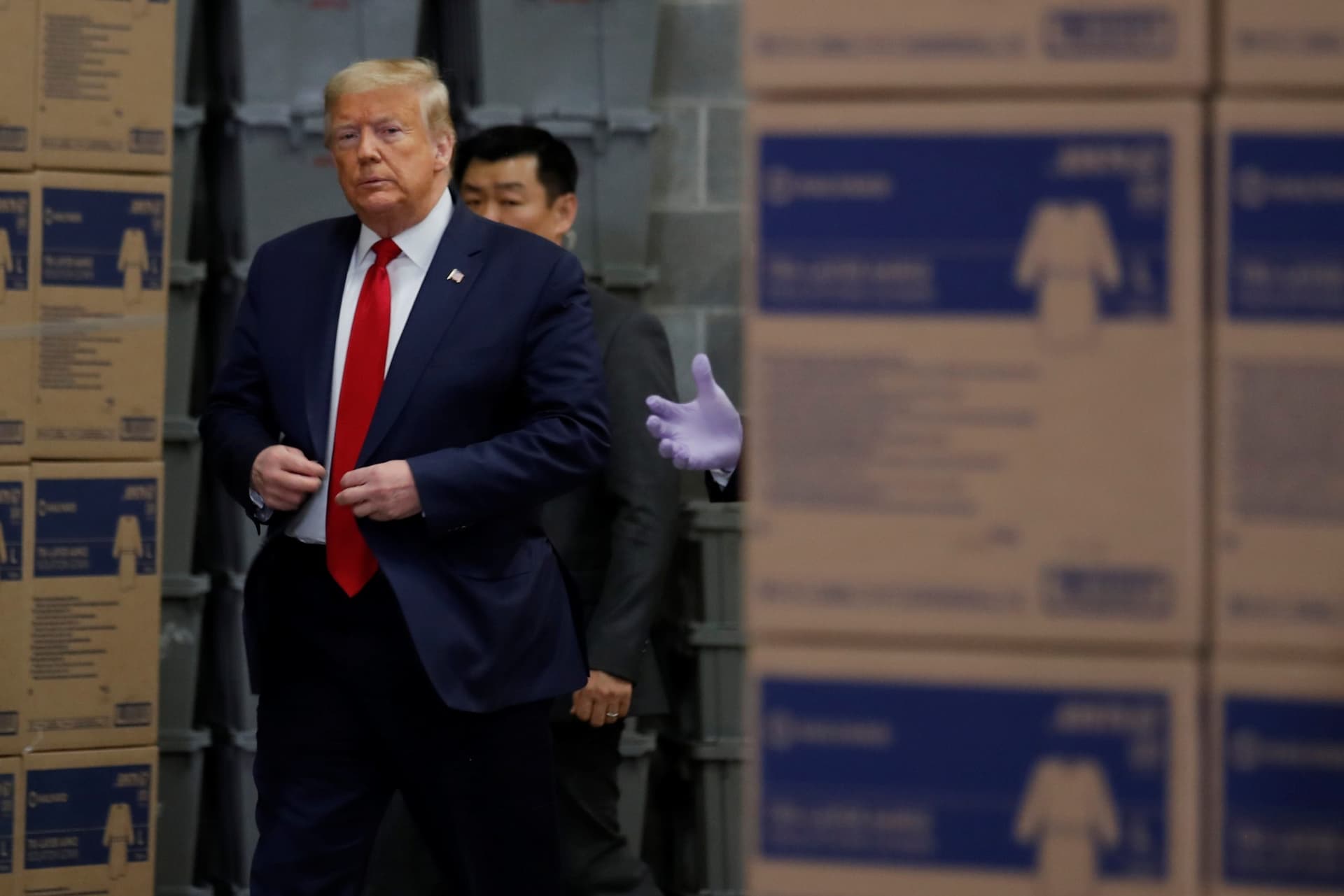 Trump Visits Pennsylvania PPE Distribution Center Without Wearing a Mask