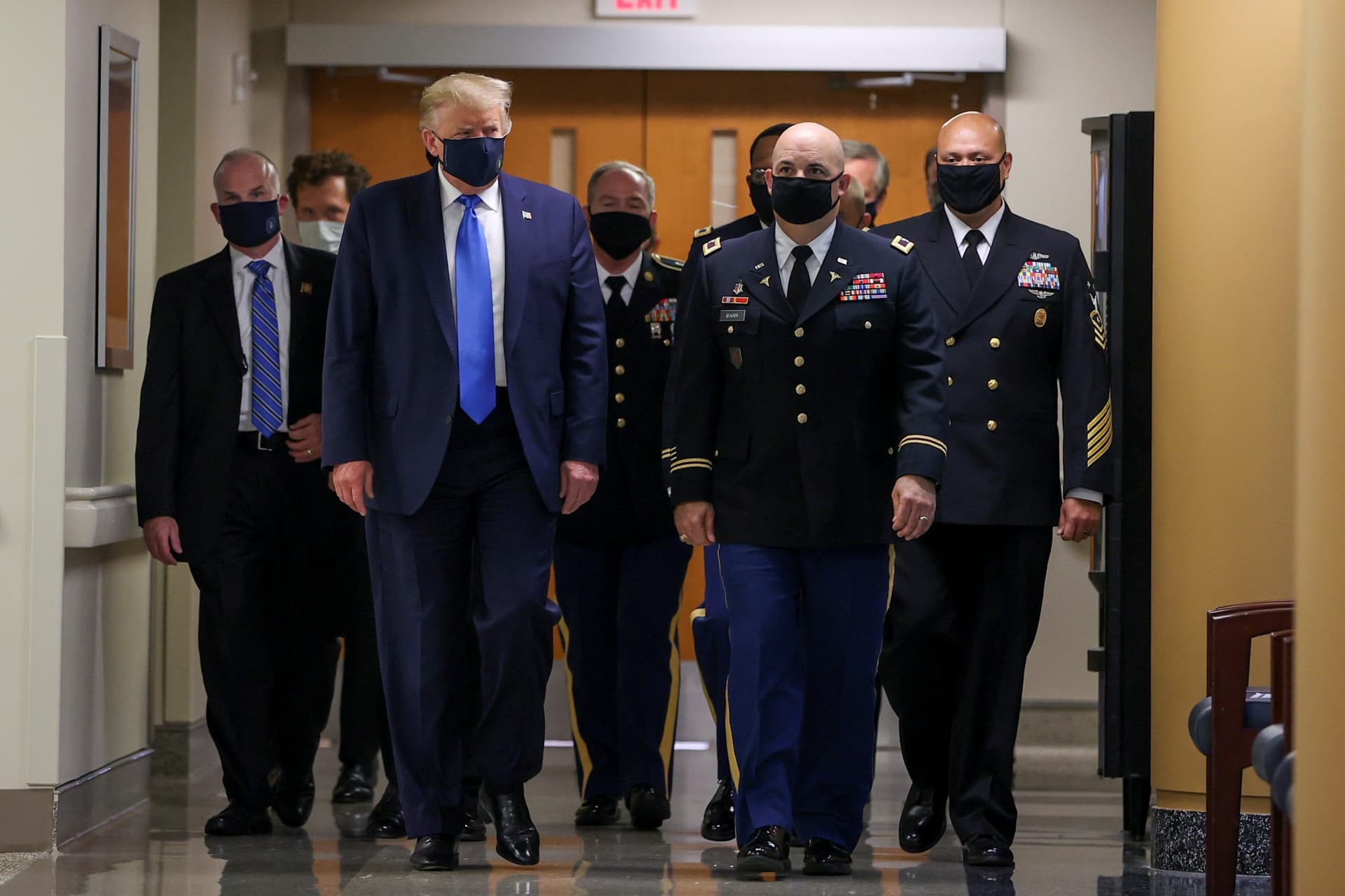 Trump Seen Wearing a Mask in Public for the First Time During Visit to Walter Reed