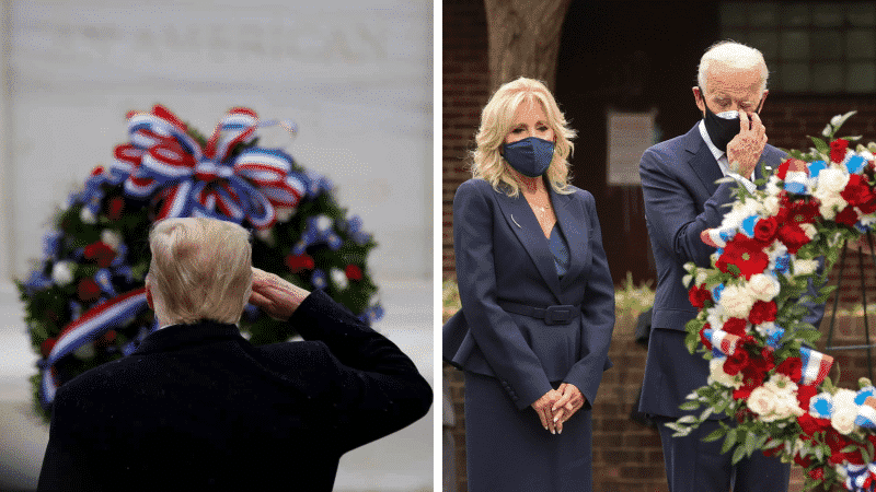 Biden, Trump Lay Wreaths in Observance of Veterans Day