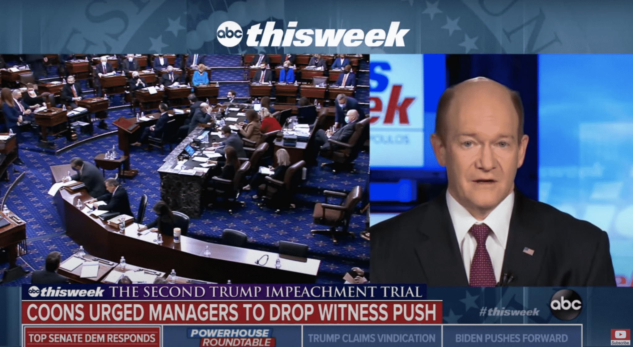 Coons Points To McConnell as the Reason for Trumpās Acquittal