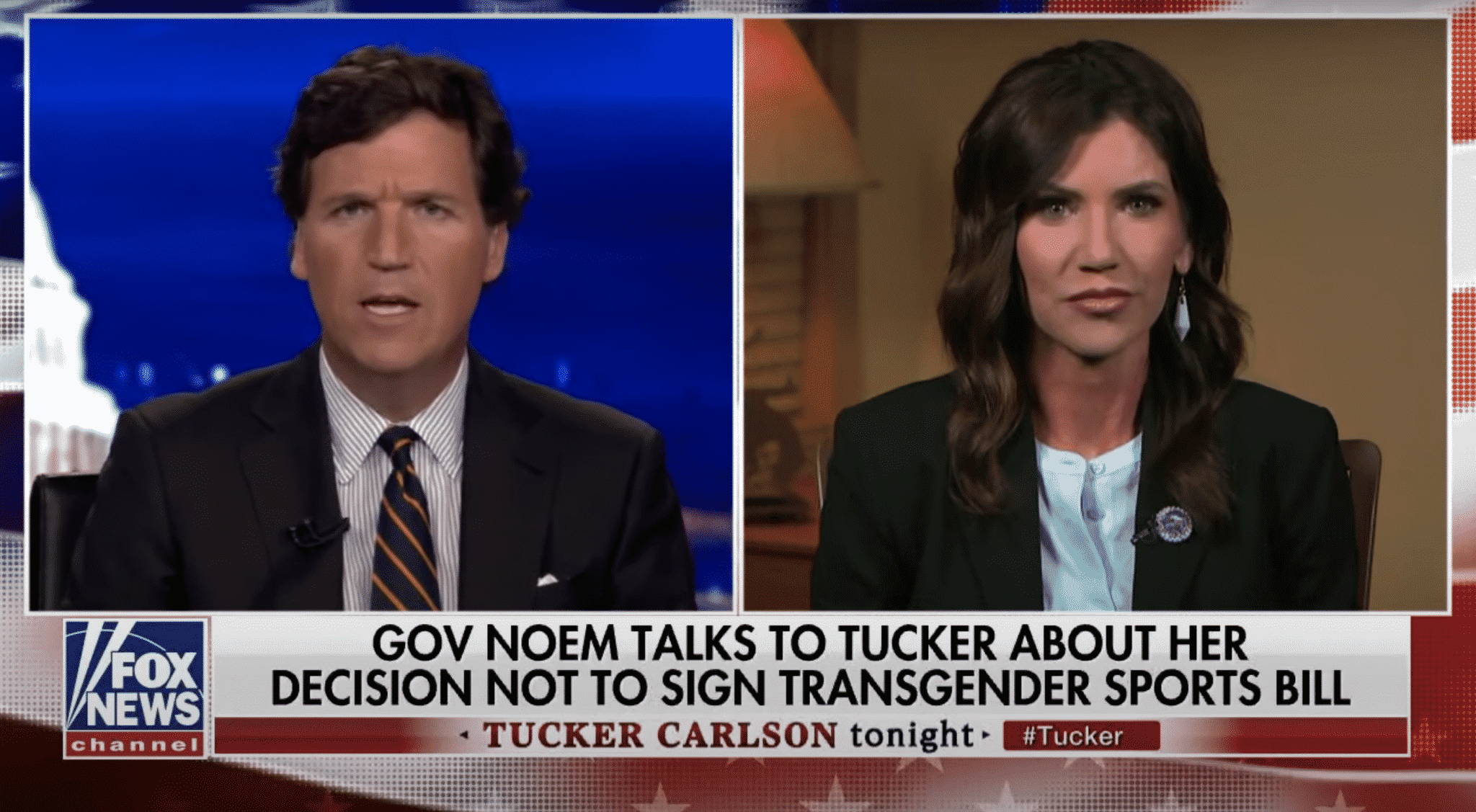 Tucker Carlson Presses Noem on Whether She Is âCaving To the NCAAâ Over Transgender Sports Bill