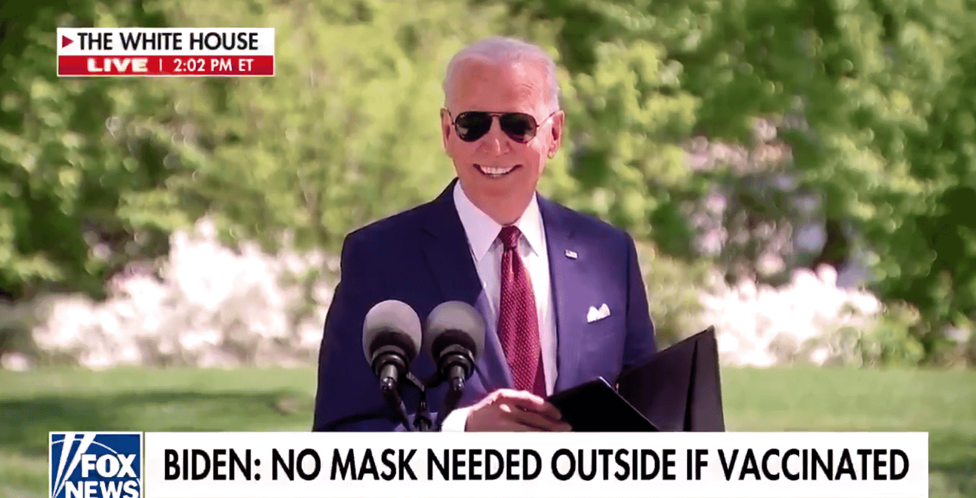 Biden Pressed on Why He Wore a Mask Outside To Speak About New CDC Guidelines
