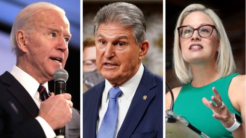 Biden Seemingly Takes Rare Swipe at Manchin and Sinema During Speech