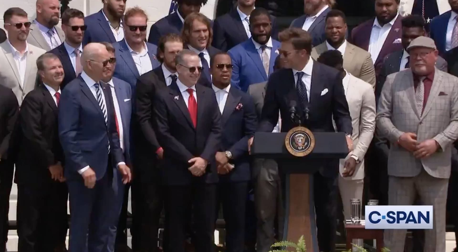 Tom Brady Jokes With Biden: âAbout 40 Percent of the People Still Donât Think We Wonâ