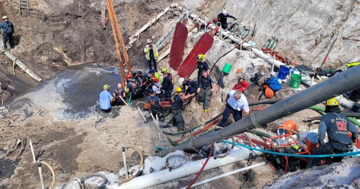 First Responders Race to Rescue Man Trapped for Hours Partially Submerged in a Sinkhole