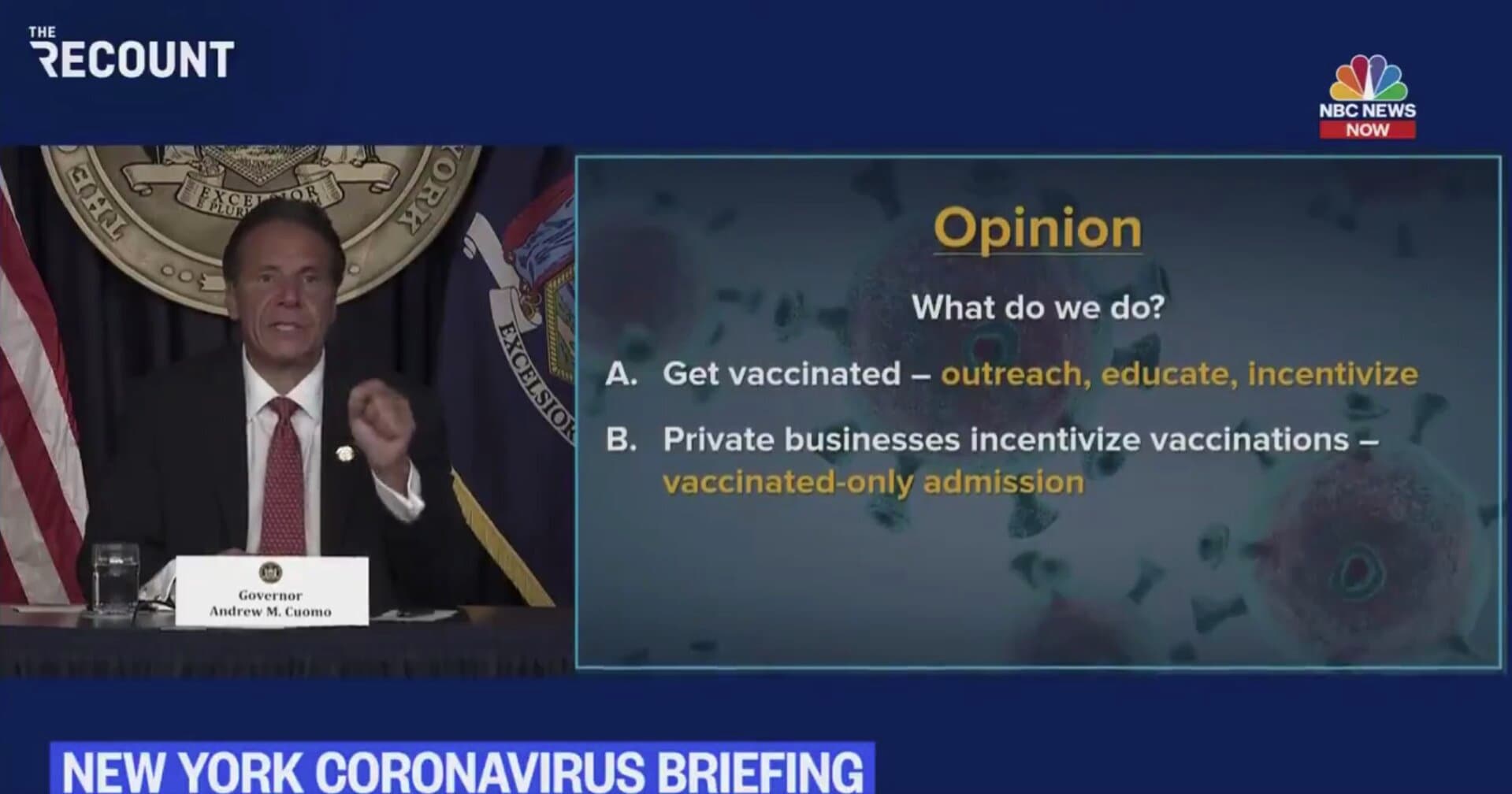 Cuomo Urges Businesses To ‘Run a Vaccine-Only Establishment’