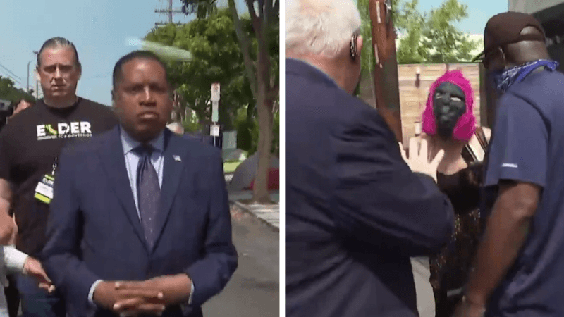 Mob Accosts GOP California Recall Candidate, Woman in a Gorilla Mask Throws an Egg and a Punch