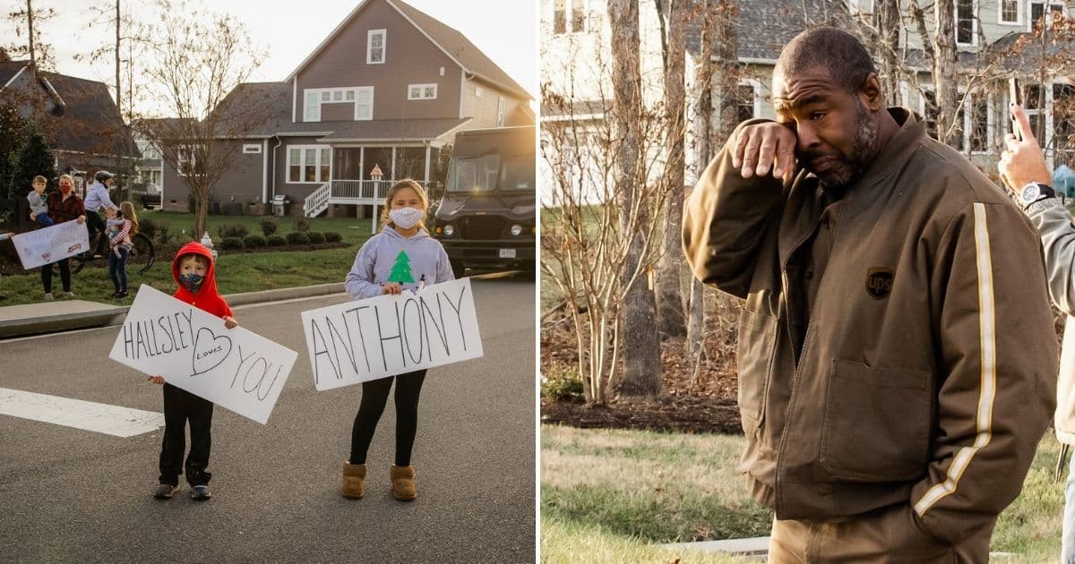 Over 75 Cars Line Street To Show Thanks for UPS Driver Who's Worked Tirelessly Through Pandemic