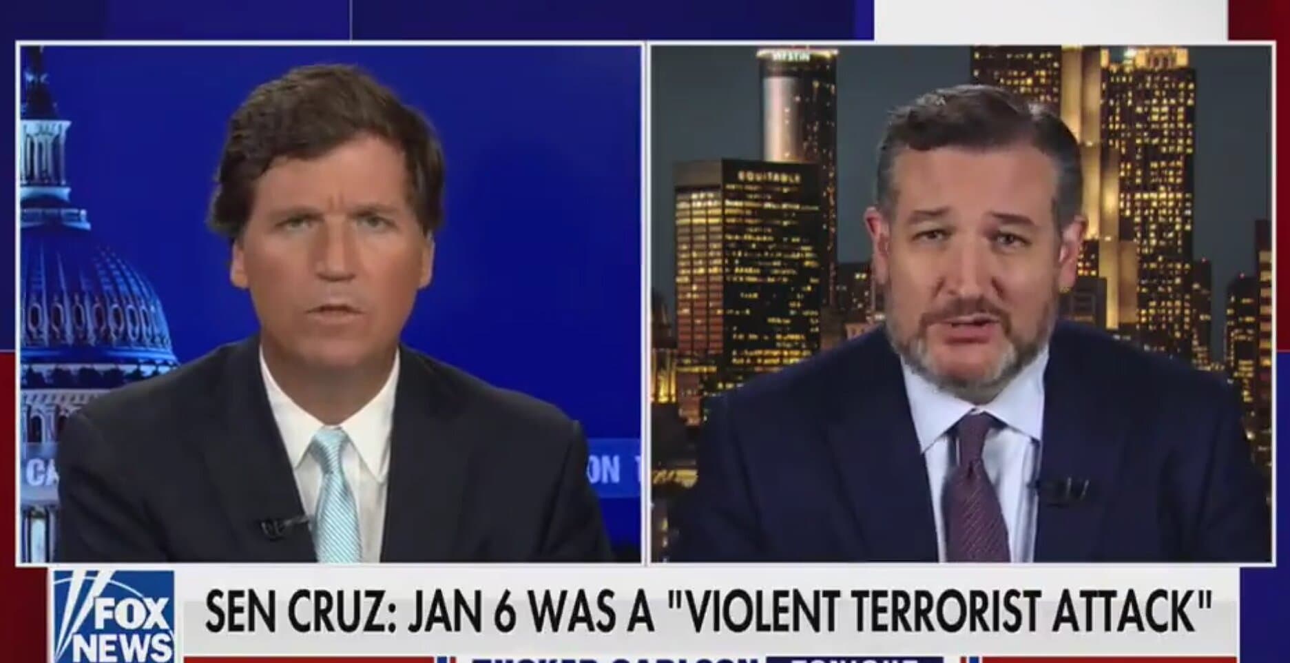 Tucker Carlson Confronts Ted Cruz After He Called the Jan. 6 Riot a āTerrorist Attackā