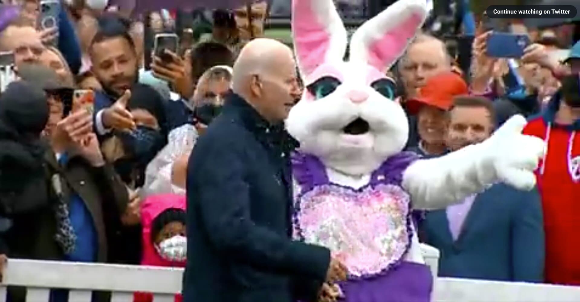 Watch: Biden Interrupted While Answering Questions and Led Away by the Easter Bunny