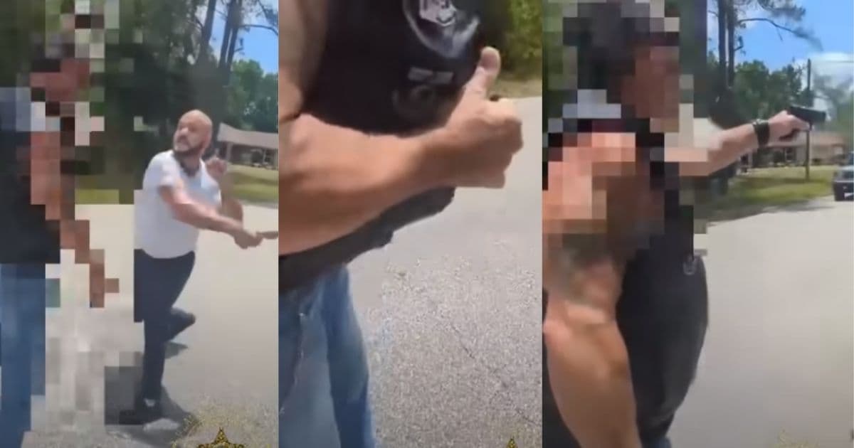 Punk Swipes Knife at Motorcyclist, Realizes He Picked the Wrong Guy When Biker Draws a Pistol