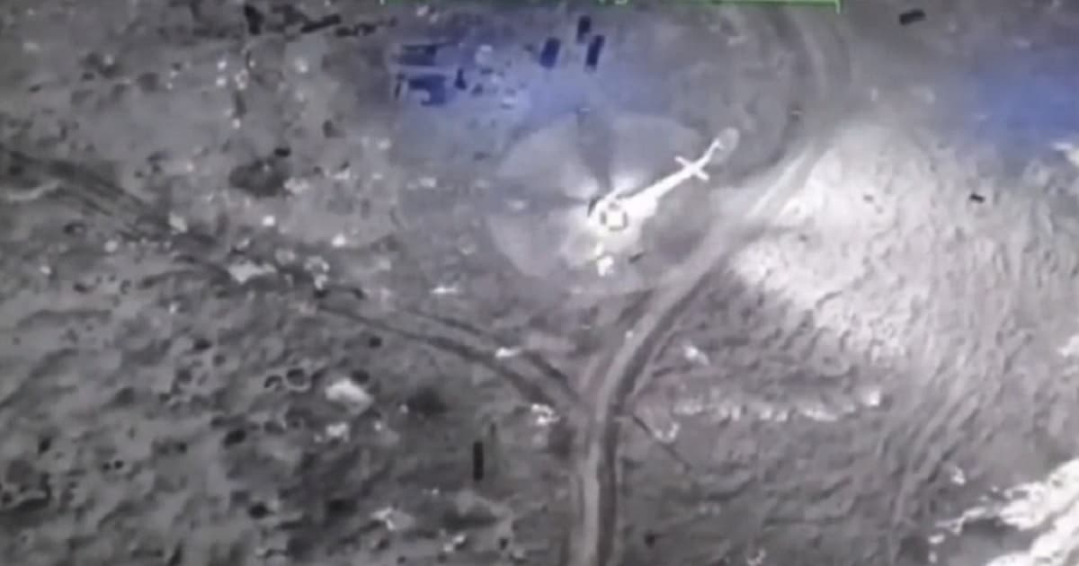 Watch: Ukrainian Drone Takes Out Helicopter as Enemy Troops Unload