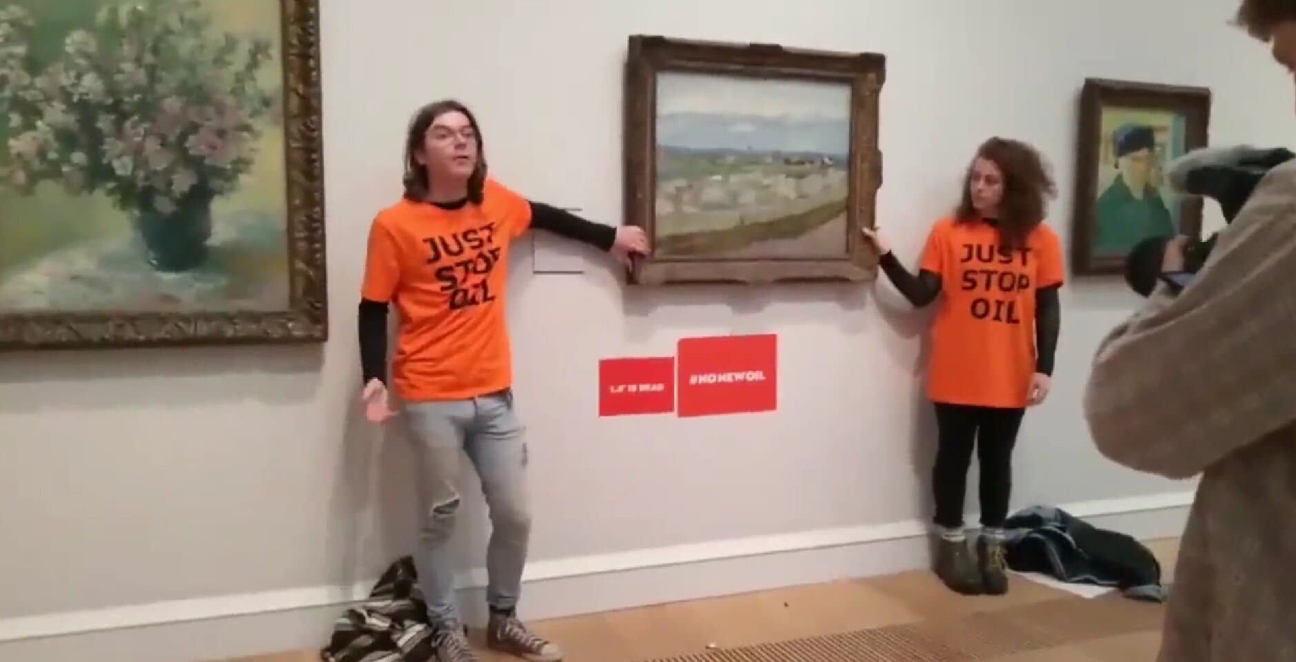 Climate Activists Glue Hands to Painting in Bizarre Protest