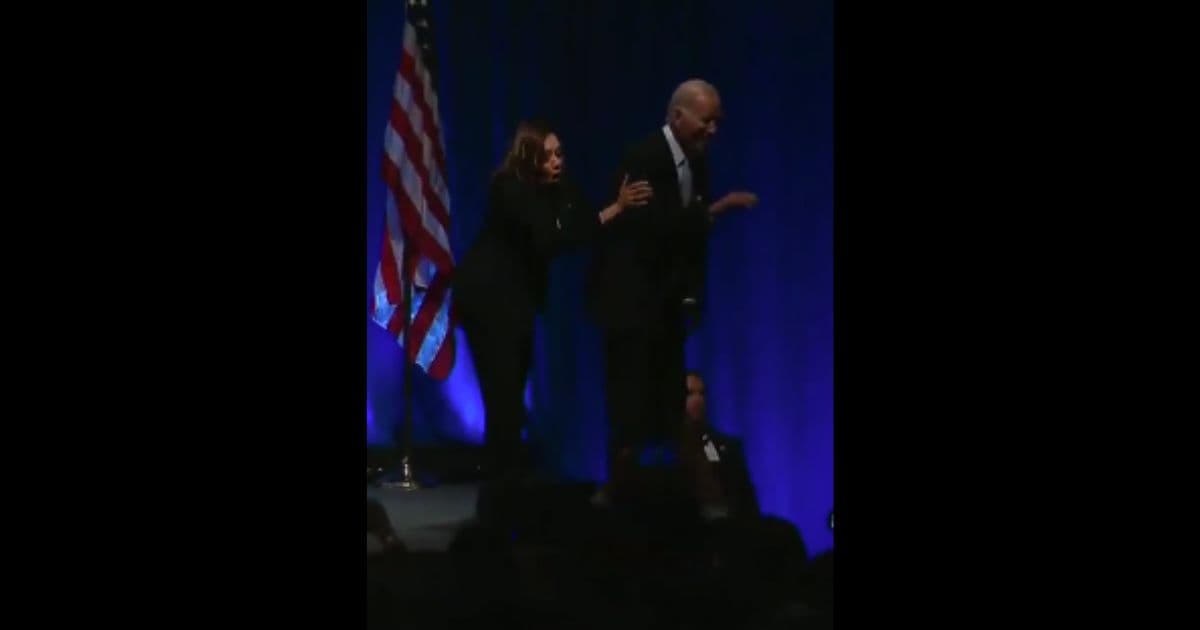 Watch: Kamala Harris at the Ready to Save Joe Biden from Tumbling off Stage