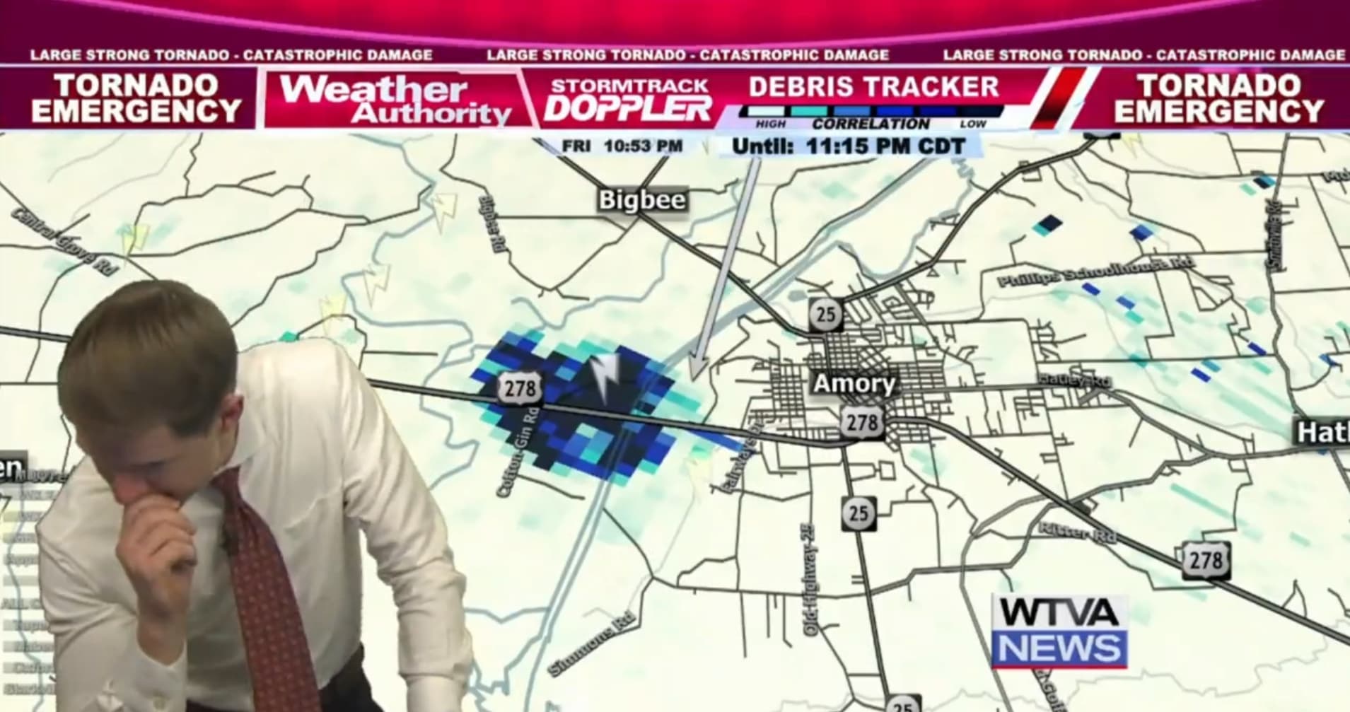 Watch: Weatherman Breaks Down, Starts Praying on Air as Tornado Barrels Toward Town
