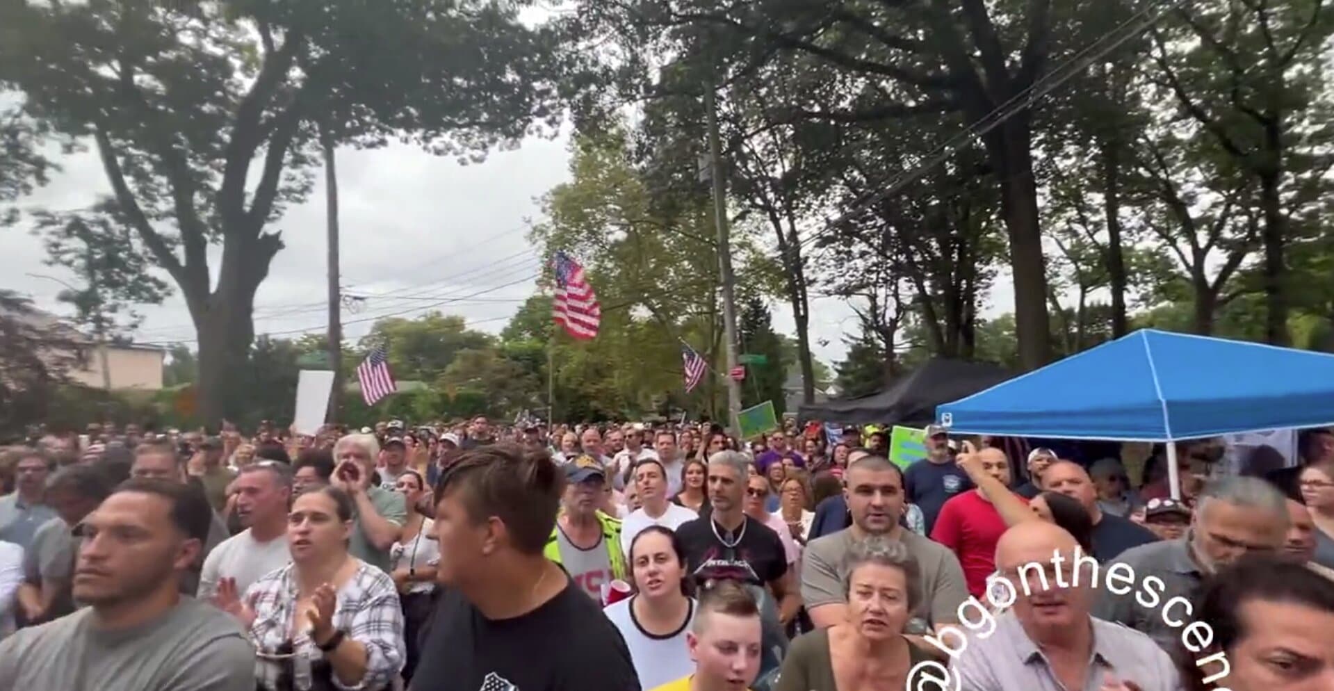 Hundreds of Staten Island Residents Protest Migrant Shelter Hosted at Former Catholic School