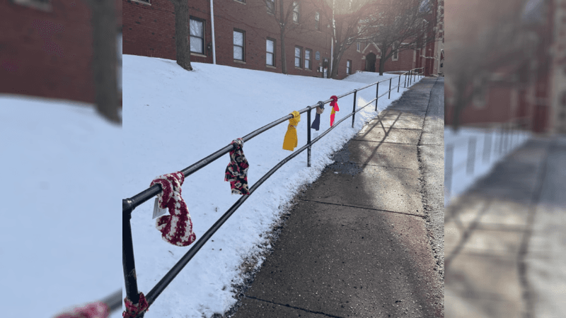 Bus Stops and Fences âScarf Bombedâ by Crochet Donations to Keep People Warm