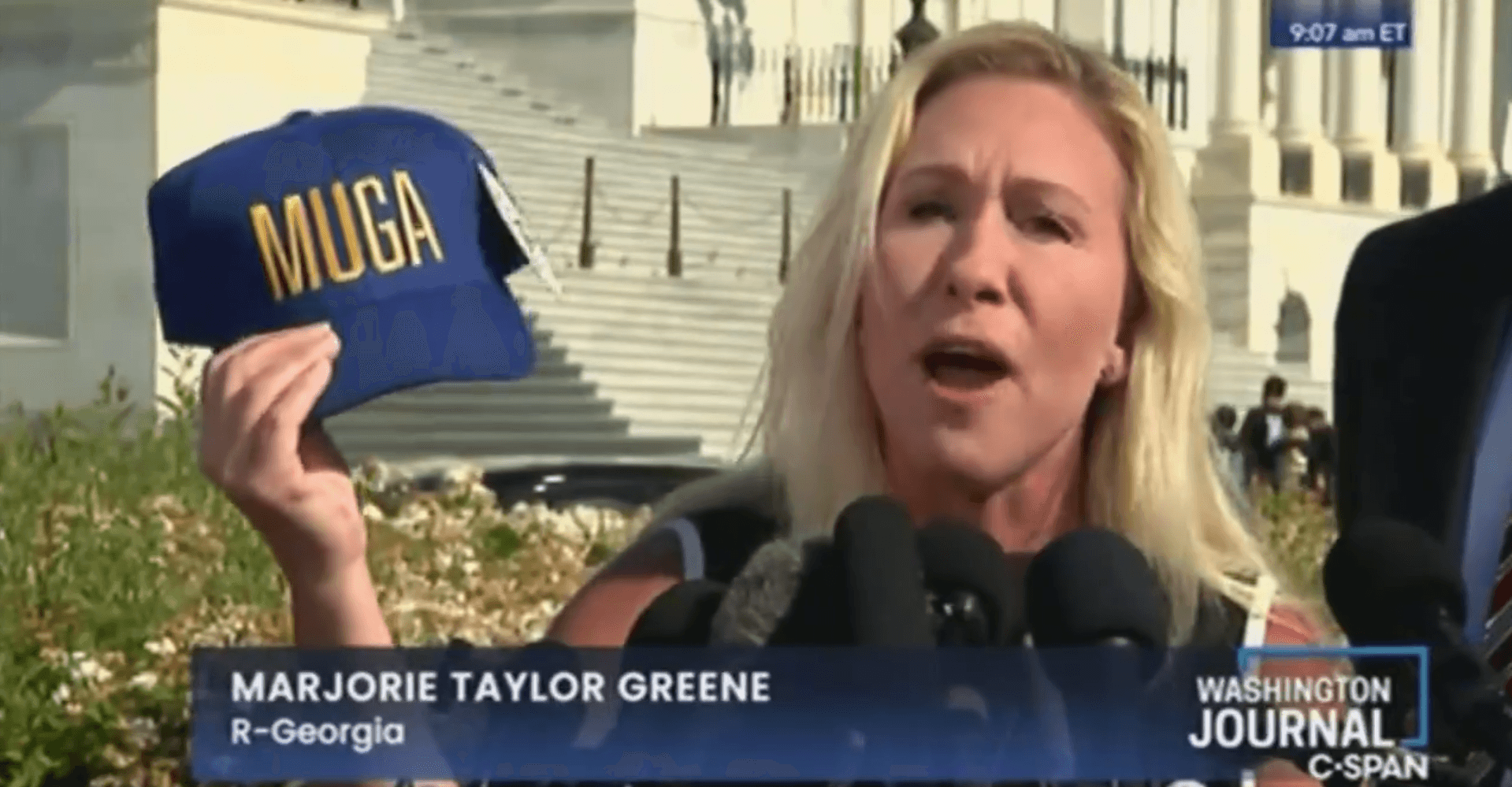 MTG Places a ‘MUGA’ Hat on Pic of Mike Johnson — Announces When She Will Call For a Vote to Oust Him