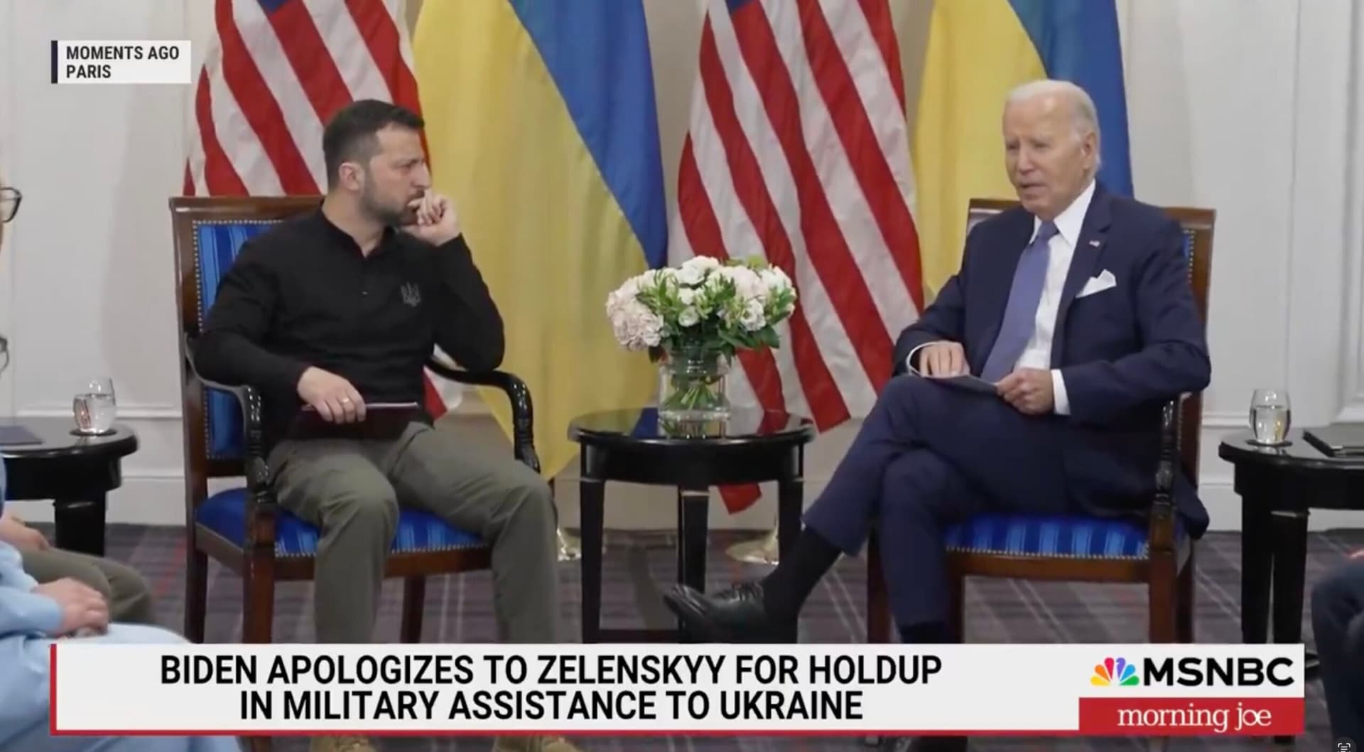 Biden Meets With Zelenskyy in Paris, Blames ‘Very Conservative’ House Members for Delay in Ukraine Aid