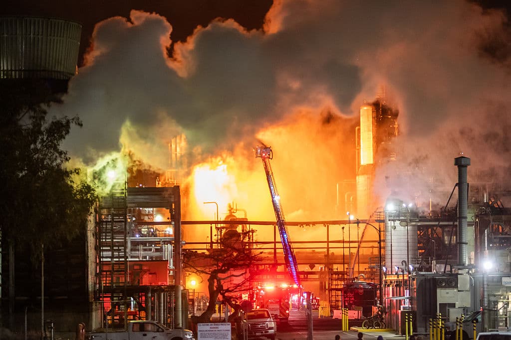 Massive Fire Erupts at Chevron Refinery Near Los Angeles, Sending Flames into the Sky