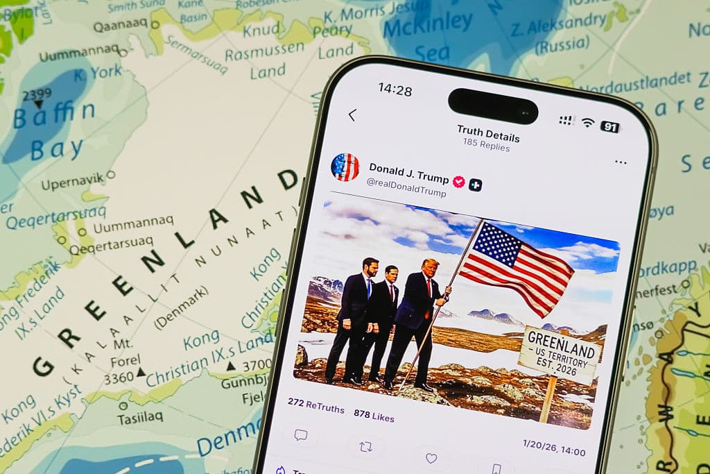 Trump Posts Image of Him Planting US Flag on Greenland: āGreenland ā US Territory Established 2026ā