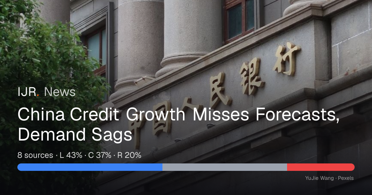 China Credit Growth Misses Forecasts, Demand Sags — IJR News