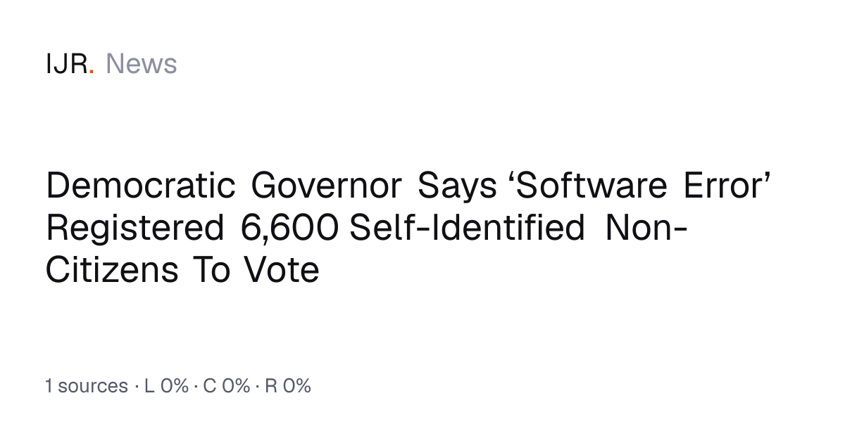 Democratic Governor Says ‘Software Error’ Registered 6,600 Self ...