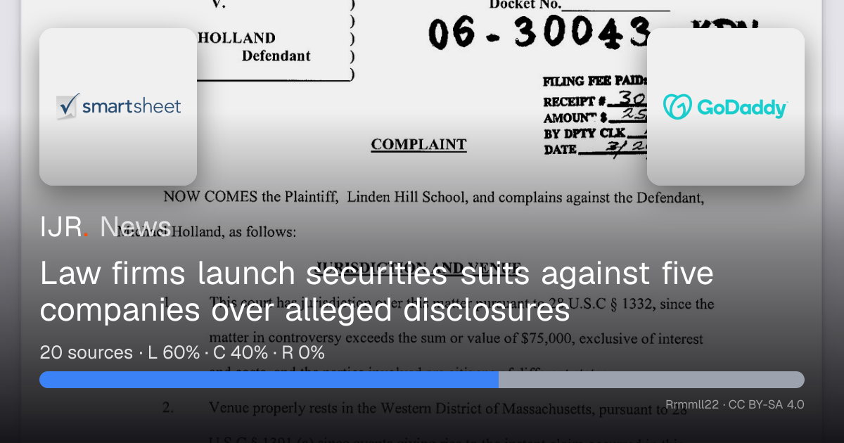 Law firms launch securities suits against five companies over alleged ...