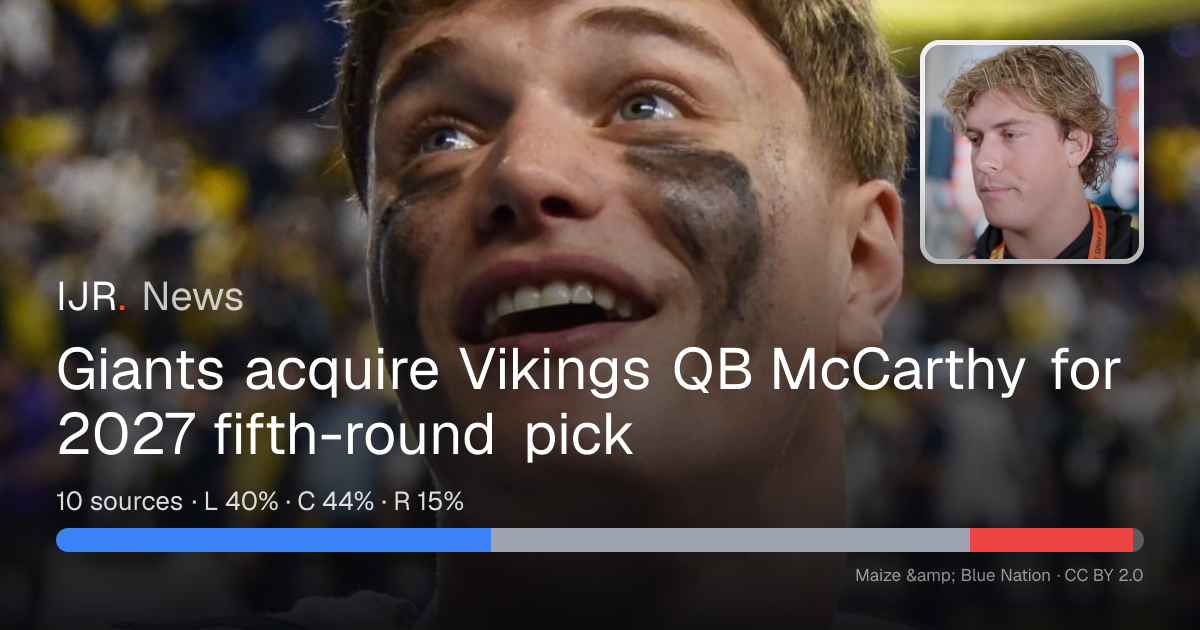Giants acquire Vikings QB McCarthy for 2027 fifth-round pick — IJR News